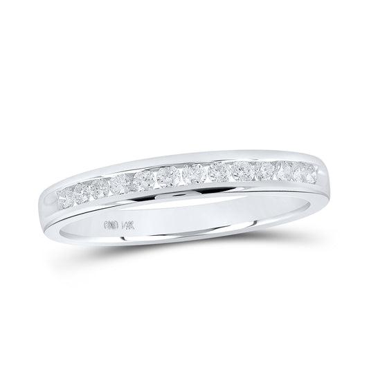14K White Gold Womens Round Dia. Wedding Single Row Band 1/4ctw, Women's Size: 5-10