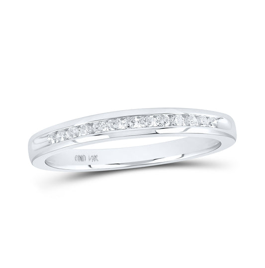 14K White Gold Womens Round Diamond Single Row Band Ring 1/6ctw, Womens Size: 5-10