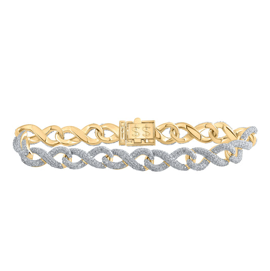 10kt Yellow Gold 7 3/4ctw Diamond Cn (10mm) Mens Infinity Bracelet (8.50 Inch)