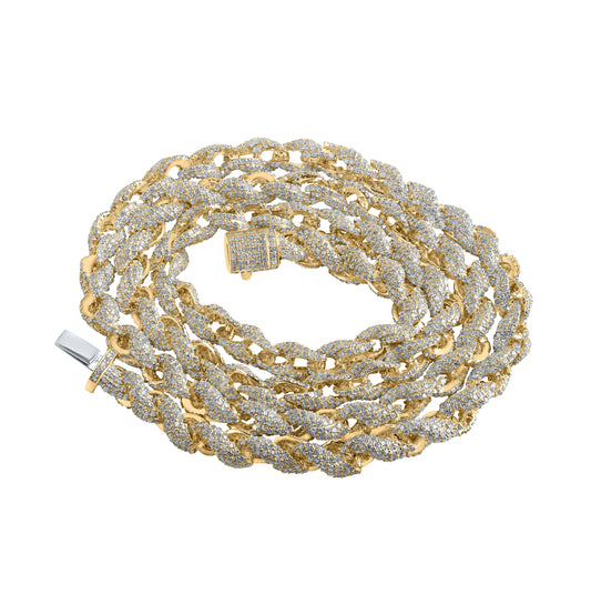 10kt Yellow Gold 17 1/2 Ctw Diamond Cn Rope Chain Necklace