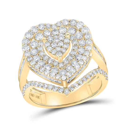 10K Yellow Or White Or Rose Gold Womens Round Diamond Heart Ring, Womens Size: 5-10