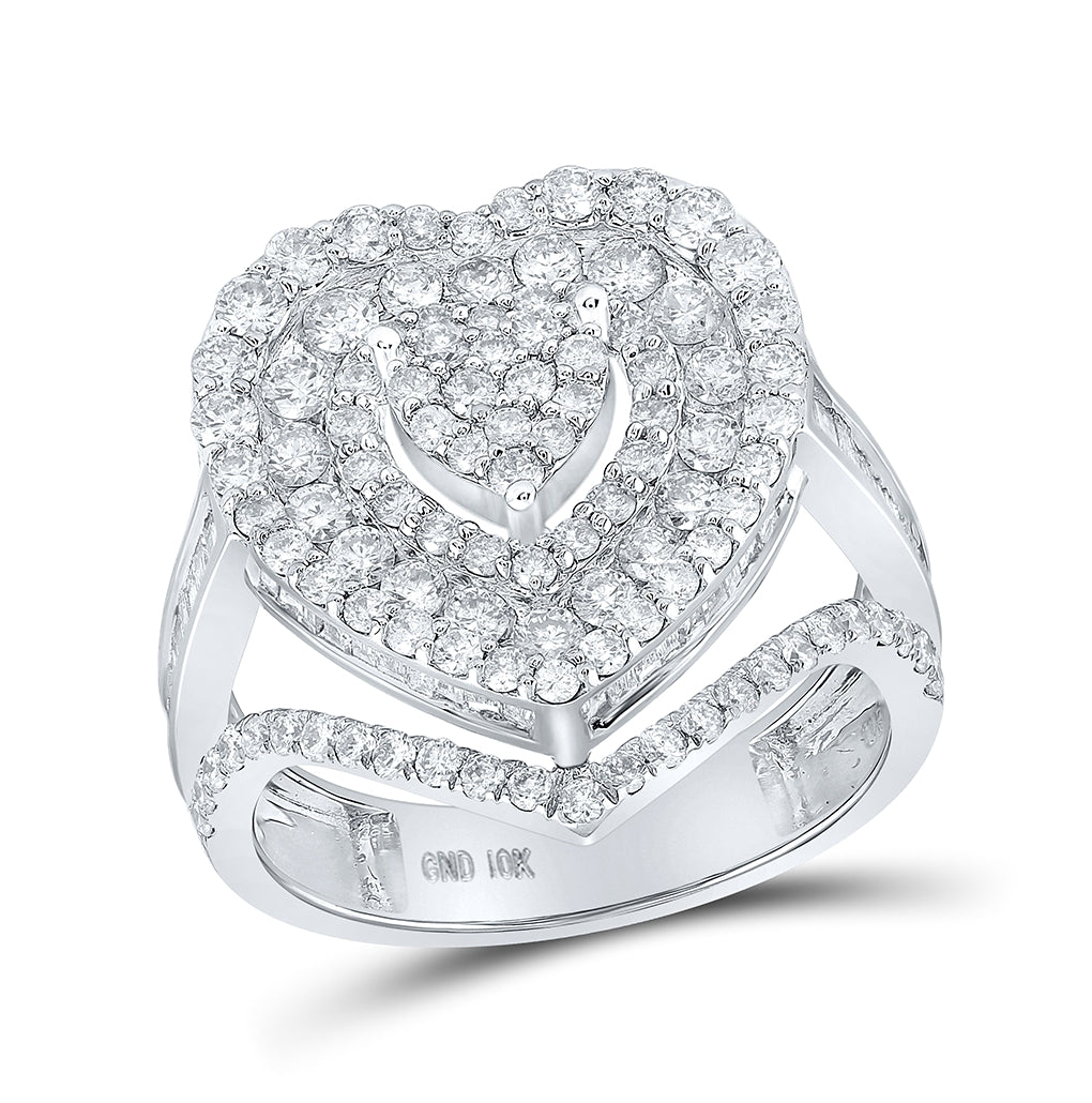 10K Yellow Or White Or Rose Gold Womens Round Diamond Heart Ring, Womens Size: 5-10