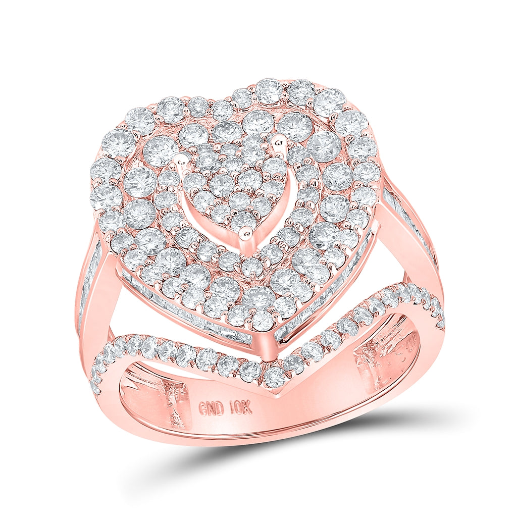 10K Yellow Or White Or Rose Gold Womens Round Diamond Heart Ring, Womens Size: 5-10