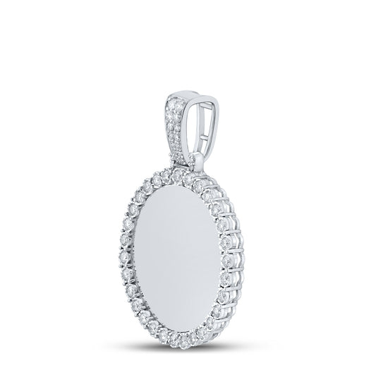 10K White Or Rose Gold Mens Round Diamond Memory Circle Charm Pendant