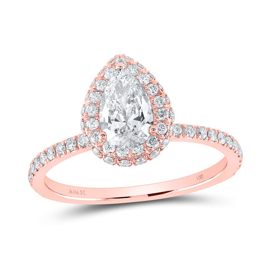 14K Yellow Or White Or Rose Gold Pear Diamond Halo Bridal Wedding Engagement Ring 1-1/4 Cttw, Womens Size: 5-10