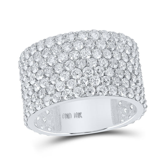 10K White Gold Mens Round Diamond Pave 7-Row Band Ring 7-1/2 Cttw, Mens Size: 7-13