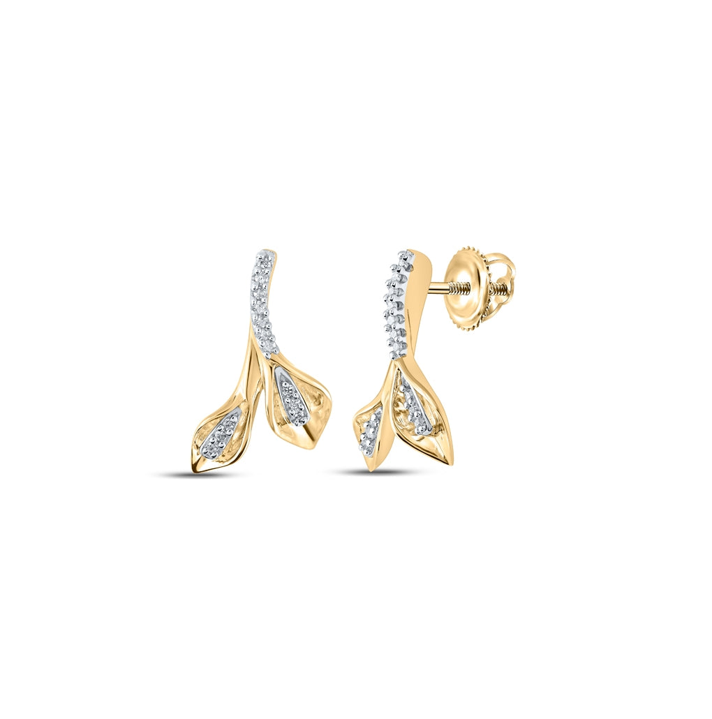 10K Yellow Or White Or Rose Gold Womens Round Diamond Fashion Earrings