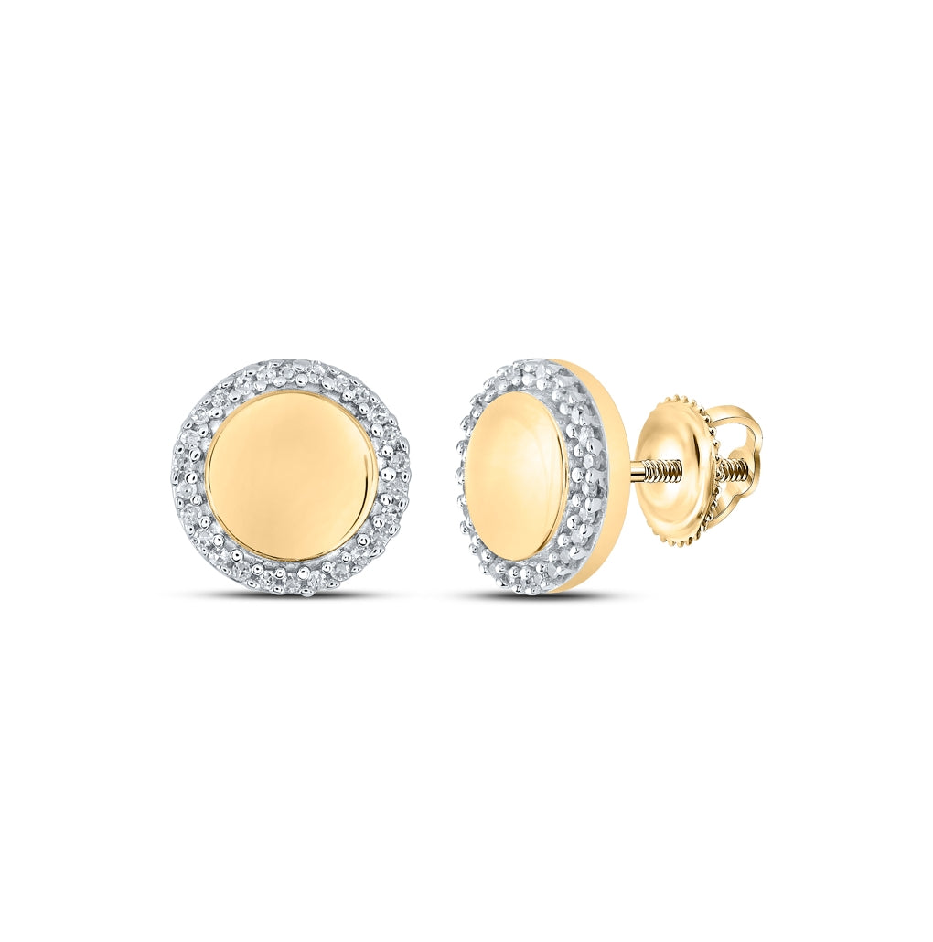 10K Yellow Or White Or Rose Gold Womens Round Diamond Circle Earrings