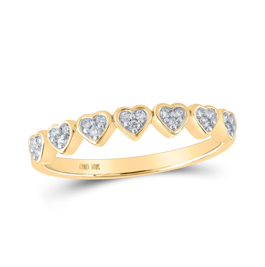 10K Yellow Or White Or Rose Gold Womens Round Diamond Heart Ring , Womens Size: 5-10