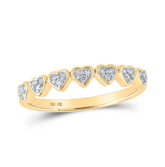 10K Yellow Or White Or Rose Gold Womens Round Diamond Heart Ring , Womens Size: 5-10