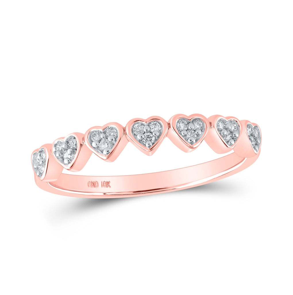 10K Yellow Or White Or Rose Gold Womens Round Diamond Heart Ring , Womens Size: 5-10