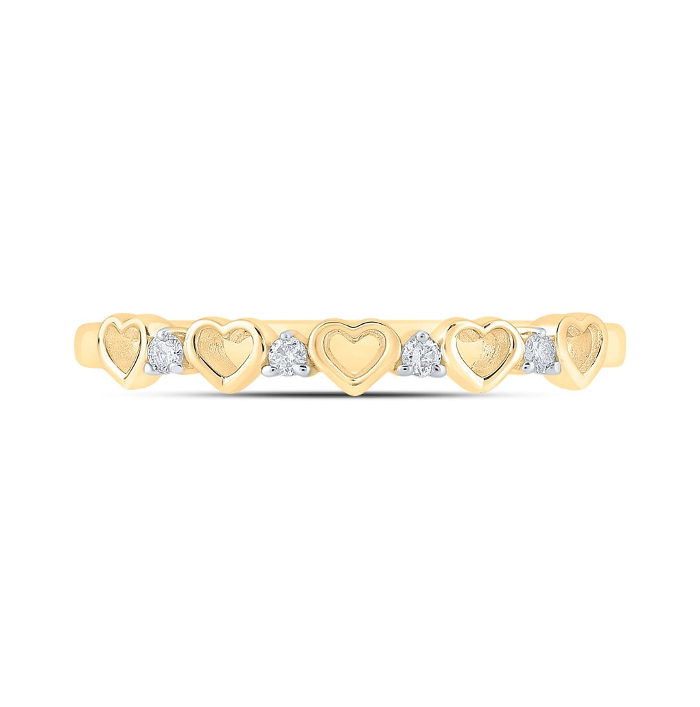 10K Yellow Or White Or Rose Gold Womens Round Diamond Heart Ring , Womens Size: 5-10