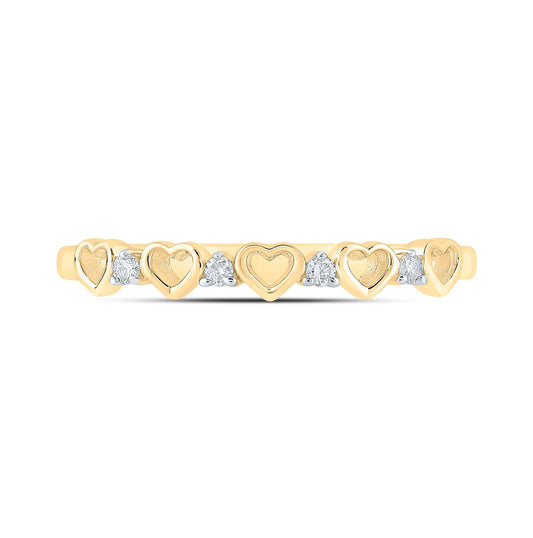 10K Yellow Or White Or Rose Gold Womens Round Diamond Heart Ring , Womens Size: 5-10