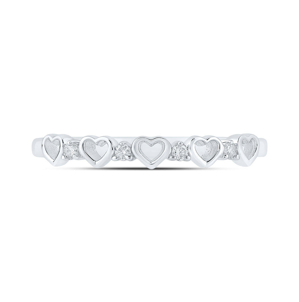 10K Yellow Or White Or Rose Gold Womens Round Diamond Heart Ring , Womens Size: 5-10