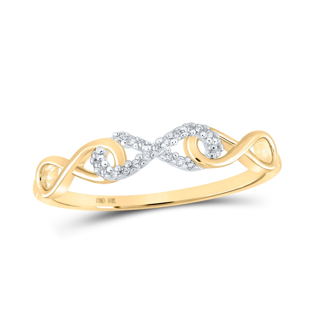 10K Yellow Or White Or Rose Gold Womens Round Diamond Infinity Ring , Womens Size: 5-10