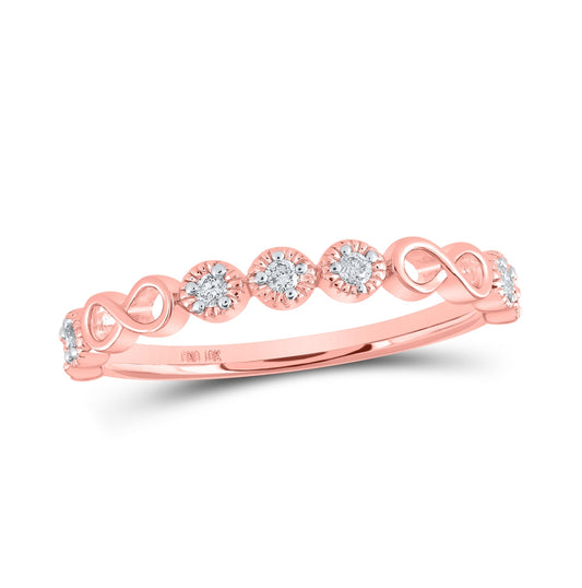 10K Rose Gold Womens Round Diamond Infinity Ring 1/8 Cttw, Womens Size: 5-10