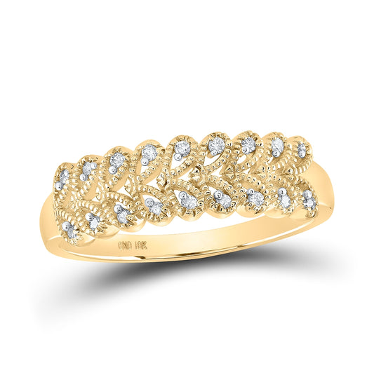 10K Yellow Gold Womens Round Diamond Band Ring 1/10 Cttw, Womens Size: 5-10