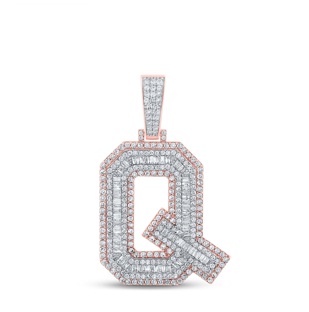 10kt Two-tone Gold 2 1/5ctw Diamond Cn Mens Initial "q" Pendant