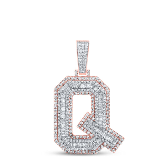 10kt Two-tone Gold 2 1/5ctw Diamond Cn Mens Initial "q" Pendant