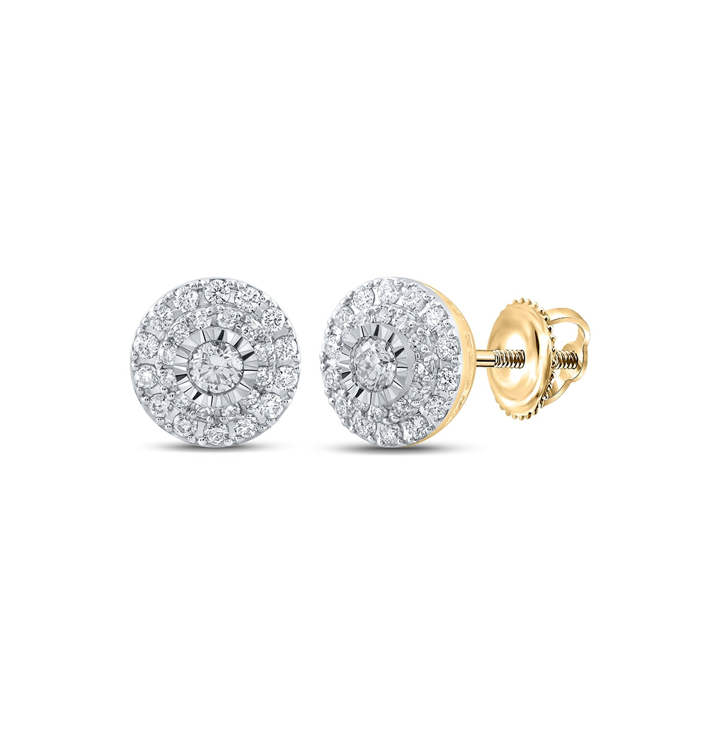 10K White Or Yellow Gold Womens Round Diamond Cluster Earrings