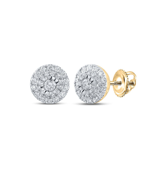 10K White Or Yellow Gold Womens Round Diamond Cluster Earrings