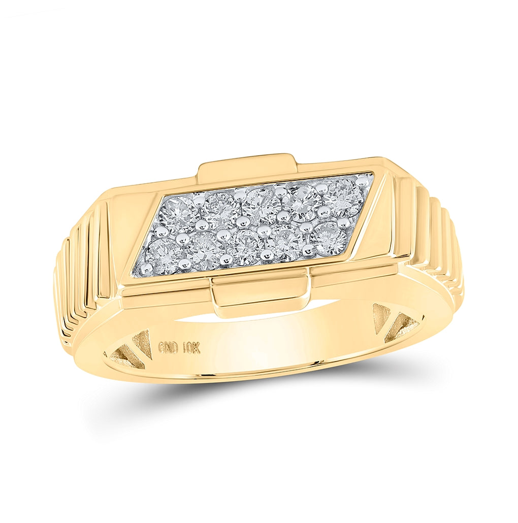 10K White Or Yellow Gold Mens Round Diamond Band Ring , Mens Size: 7-13
