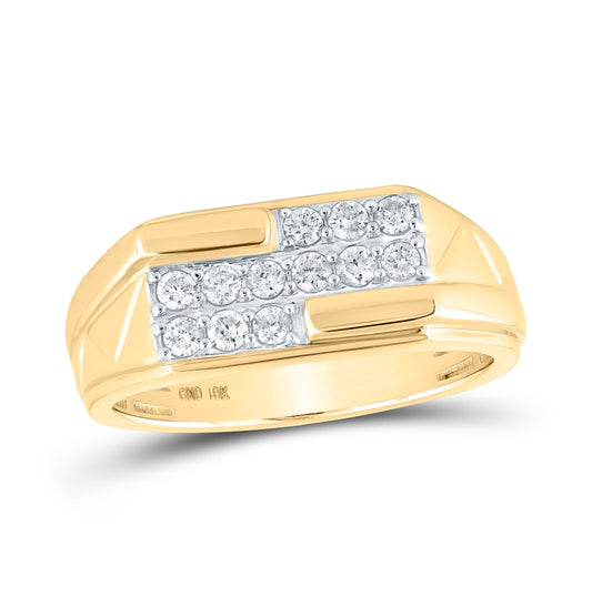 10K Yellow Gold Men's Round Dia. Band Ring 1/2ctw, Men's Size: 7-13