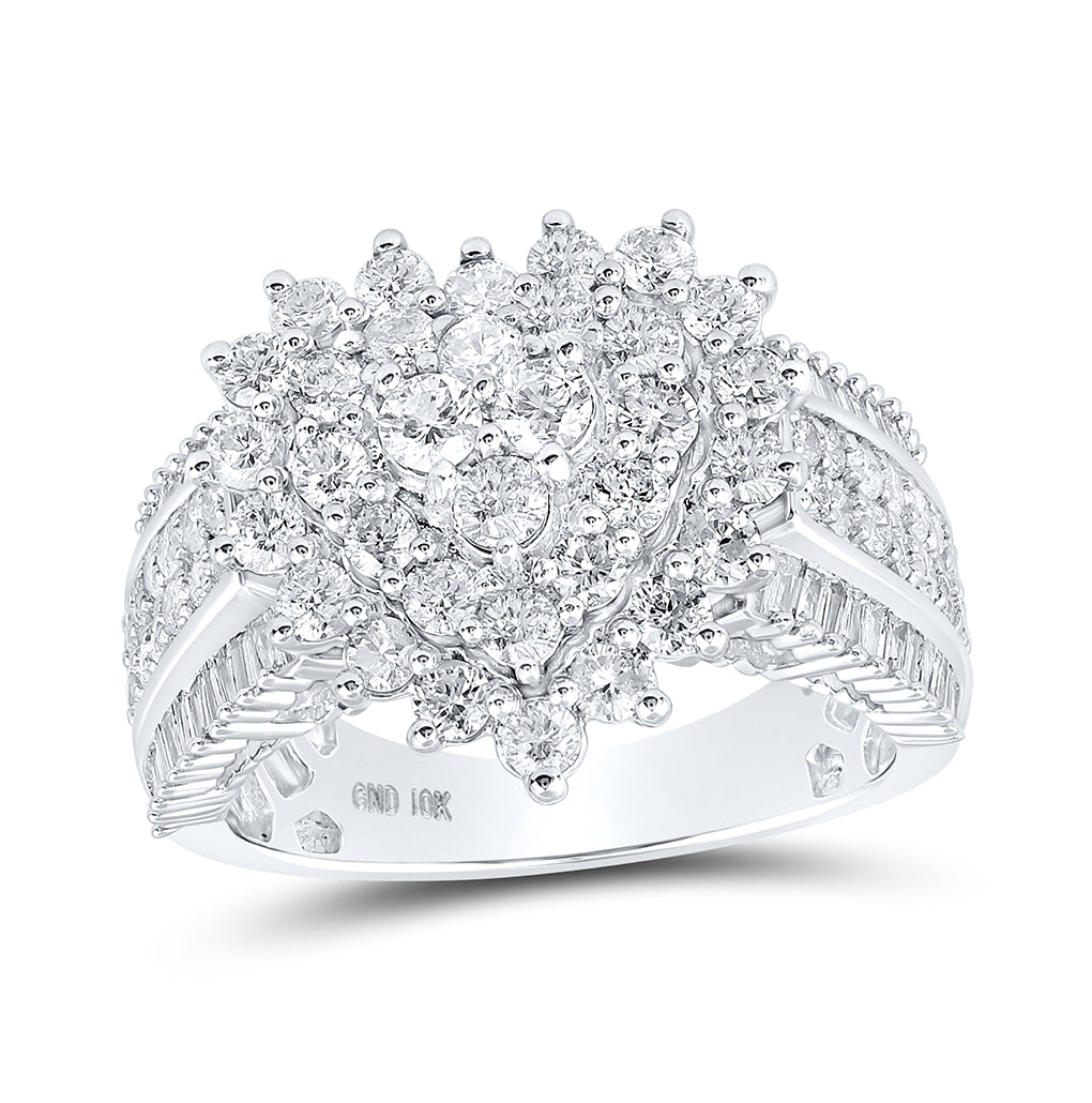 10kt White Gold Womens Round Diamond Heart Ring 2 Cttw, Womens Size: 5-10