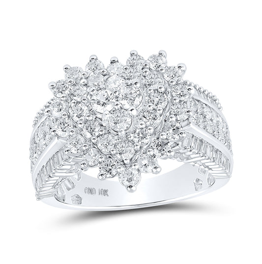 10kt White Gold Womens Round Diamond Heart Ring 2 Cttw, Womens Size: 5-10