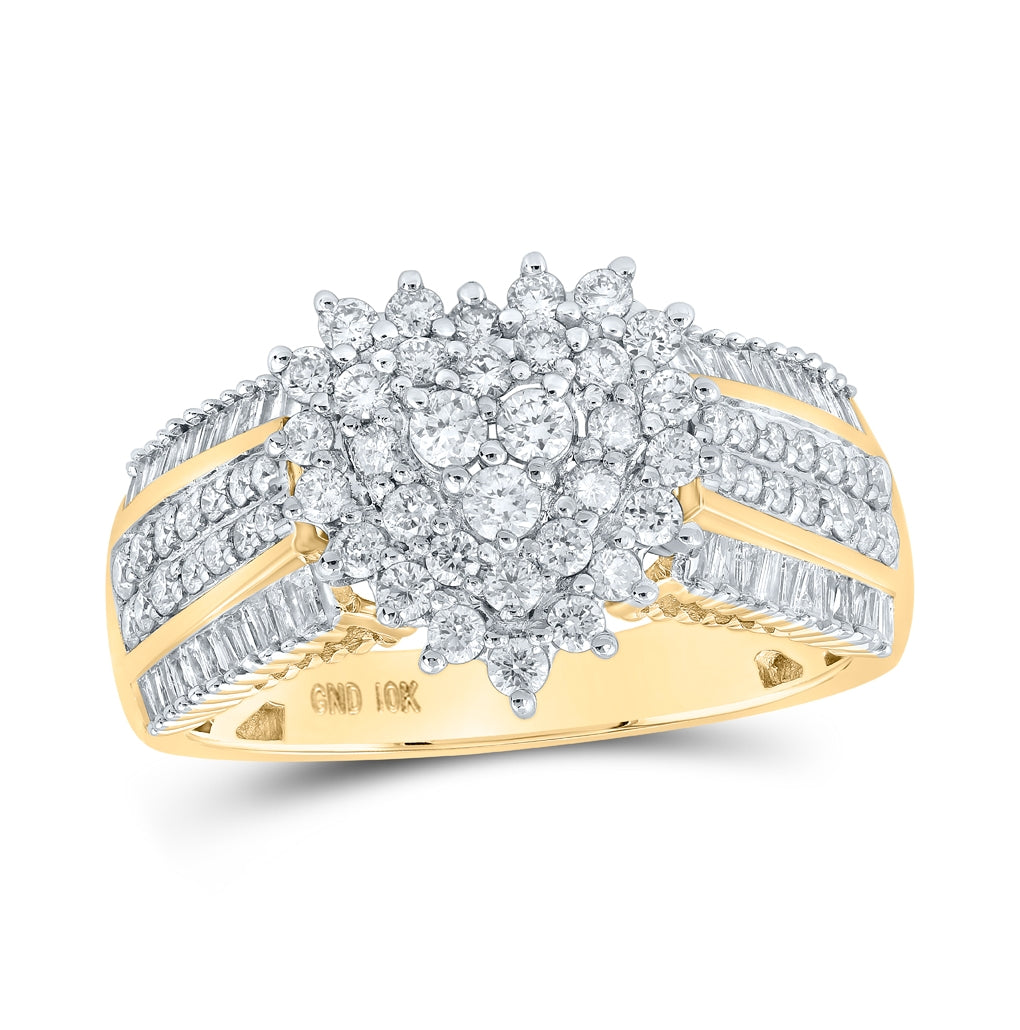 10K Yellow Or White Gold Womens Round Diamond Heart Ring 1 Cttw, Womens Size: 5-10