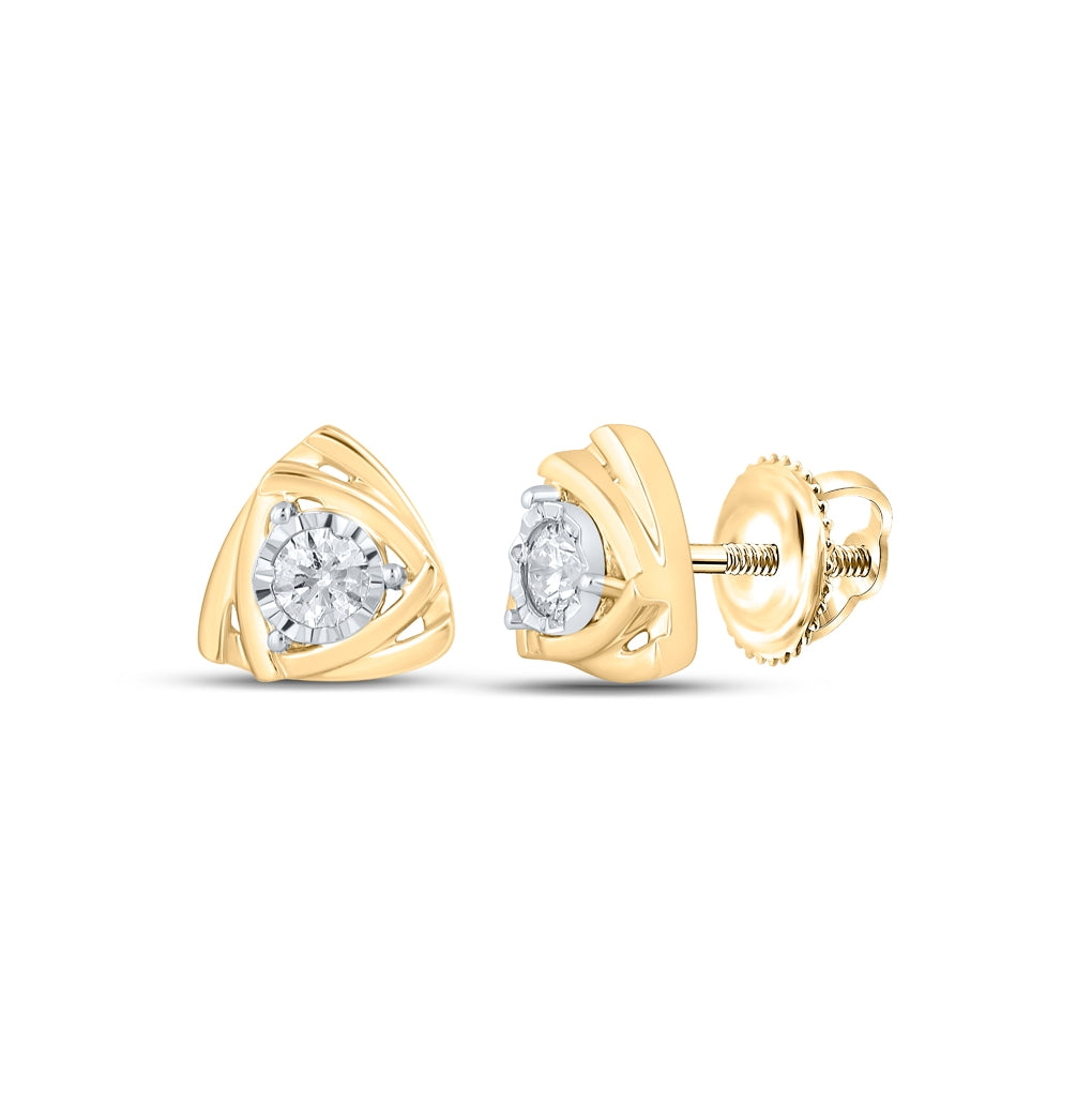 10K White Or Yellow Gold Womens Round Diamond Triangle Cluster Earrings