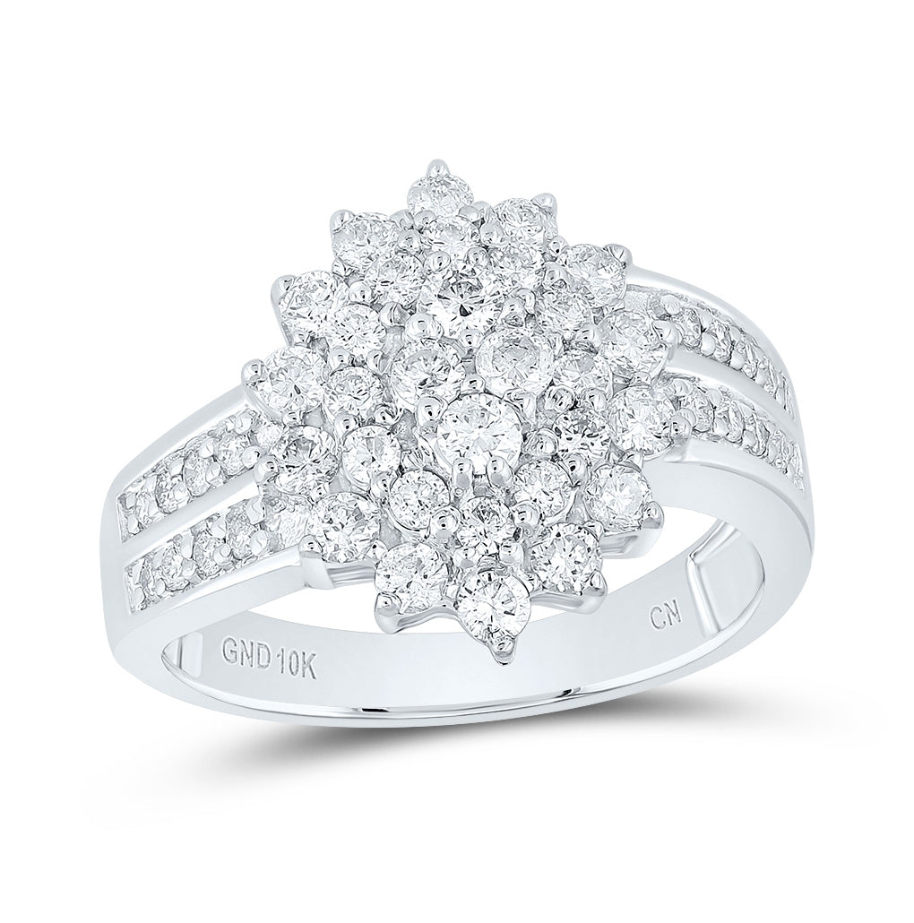 10K Yellow Or White Gold Womens Round Diamond Oval Cluster Ring 1 Cttw, Womens Size: 5-10