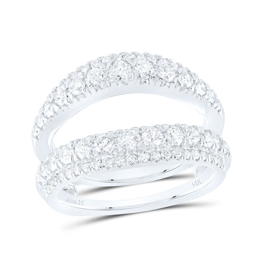 14K White Gold Womens Round Diamond Wrap Enhancer Wedding Band 1-1/4 Cttw, Womens Size: 5-10