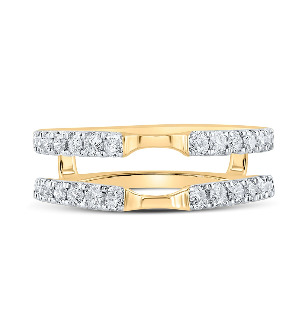 14K White Or Yellow Gold Womens Round Diamond Wrap Enhancer Wedding Band , Womens Size: 5-10