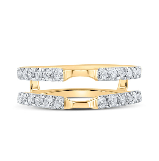 14K White Or Yellow Gold Womens Round Diamond Wrap Enhancer Wedding Band , Womens Size: 5-10