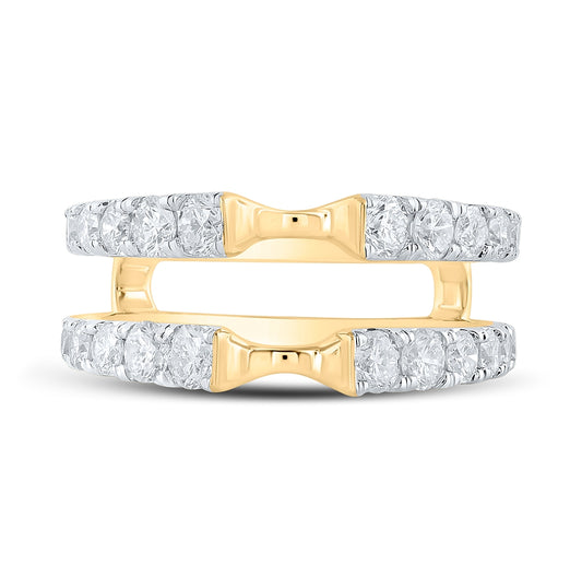 14K White Or Yellow Gold Womens Round Diamond Wrap Enhancer Wedding Band, Womens Size: 5-10
