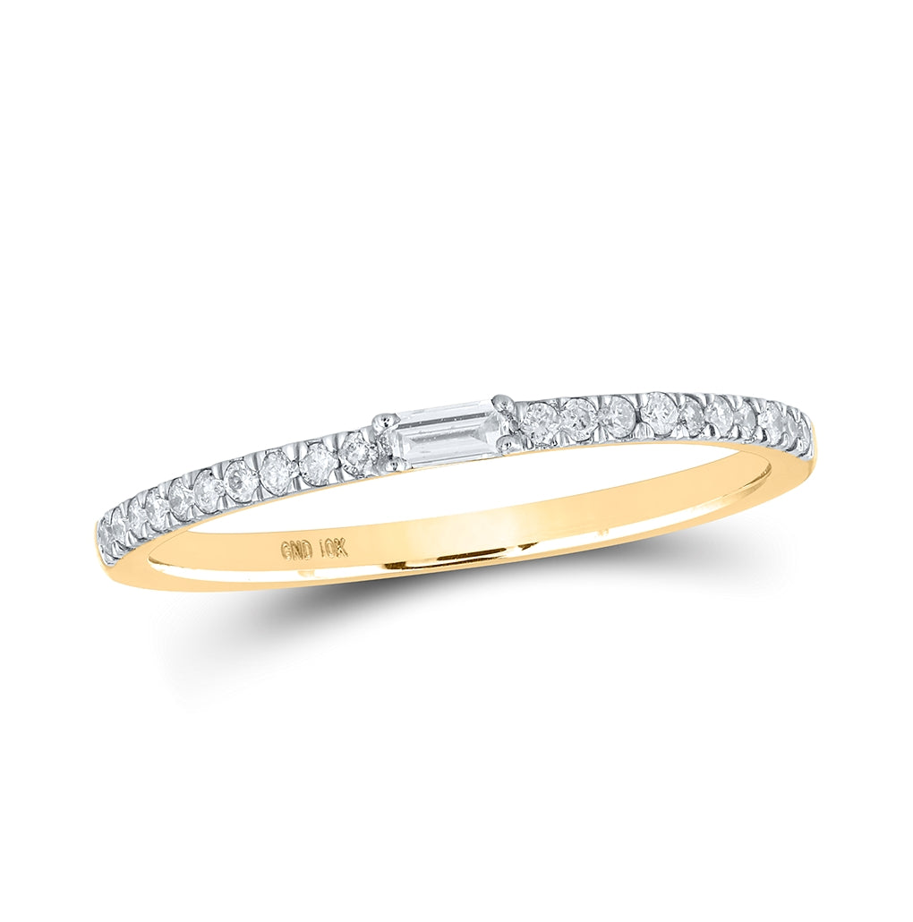 10K White Or Yellow Gold Womens Baguette Diamond Band Ring , Womens Size: 5-10