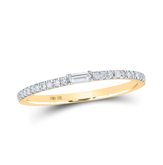 10K White Or Yellow Gold Womens Baguette Diamond Band Ring , Womens Size: 5-10