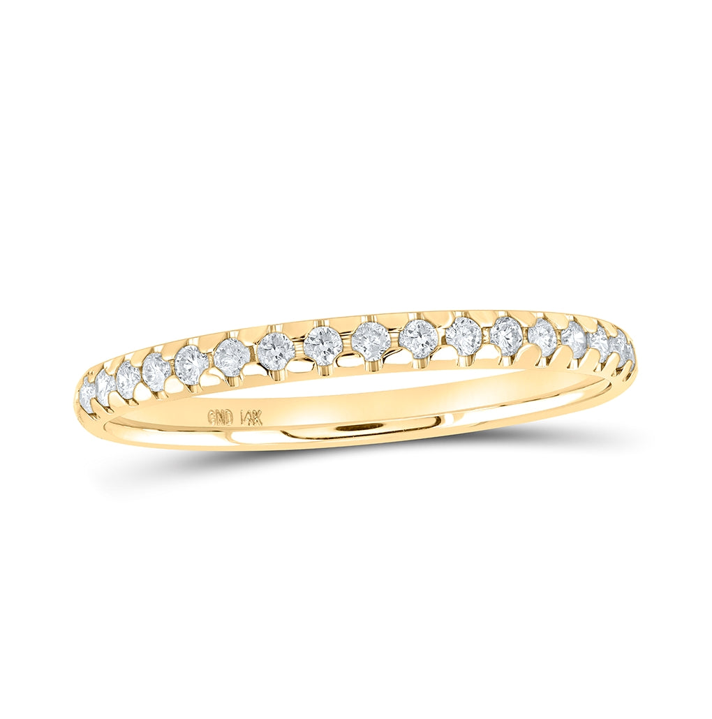 14K Yellow Or White Gold Womens Round Diamond Machine Set Band Ring 1/6 Cttw, Womens Size: 5-10