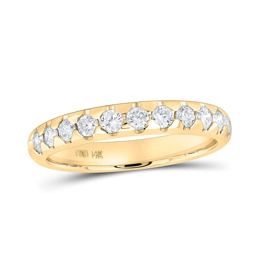 14K White Or Yellow Gold Womens Round Diamond Machine Set Band Ring , Womens Size: 5-10