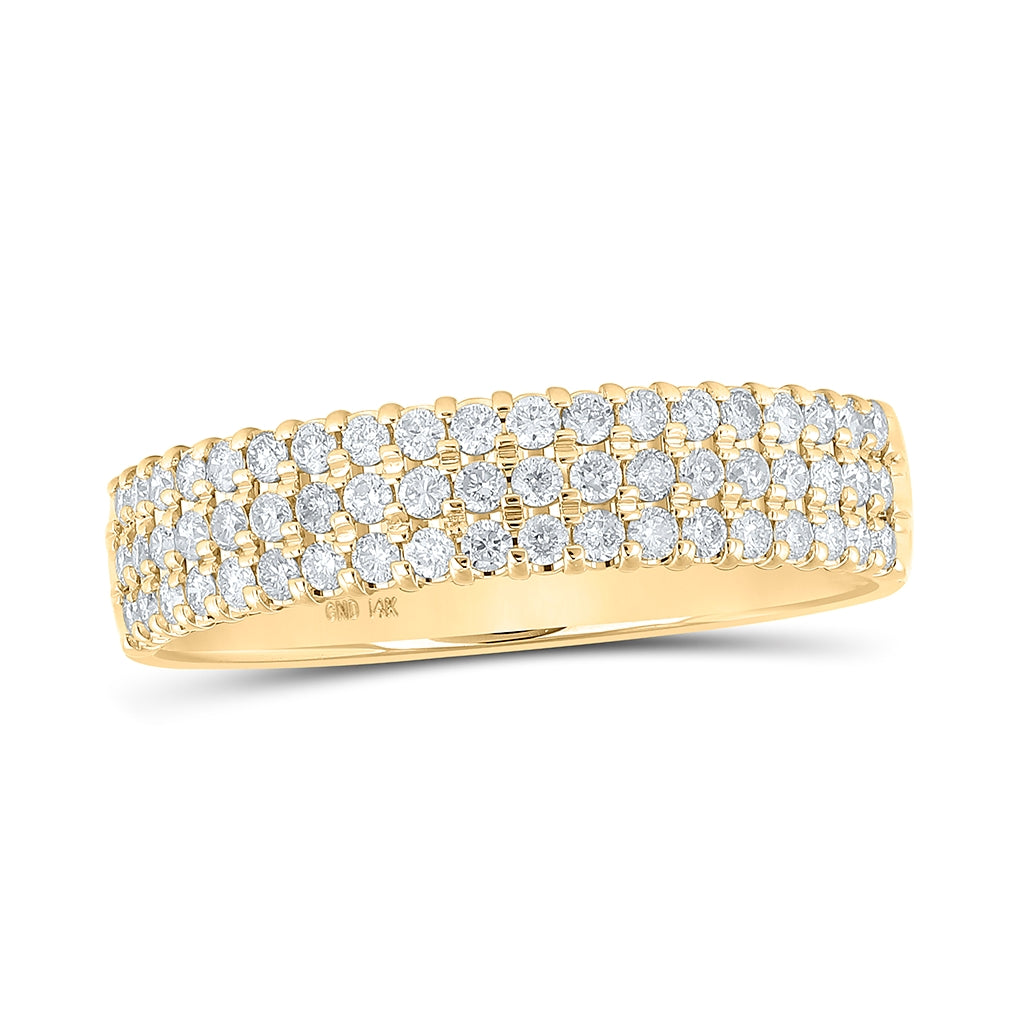 14K White Or Yellow Gold Womens Round Diamond Pave Band Ring , Womens Size: 5-10