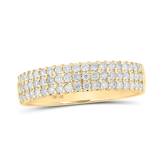 14K White Or Yellow Gold Womens Round Diamond Pave Band Ring , Womens Size: 5-10