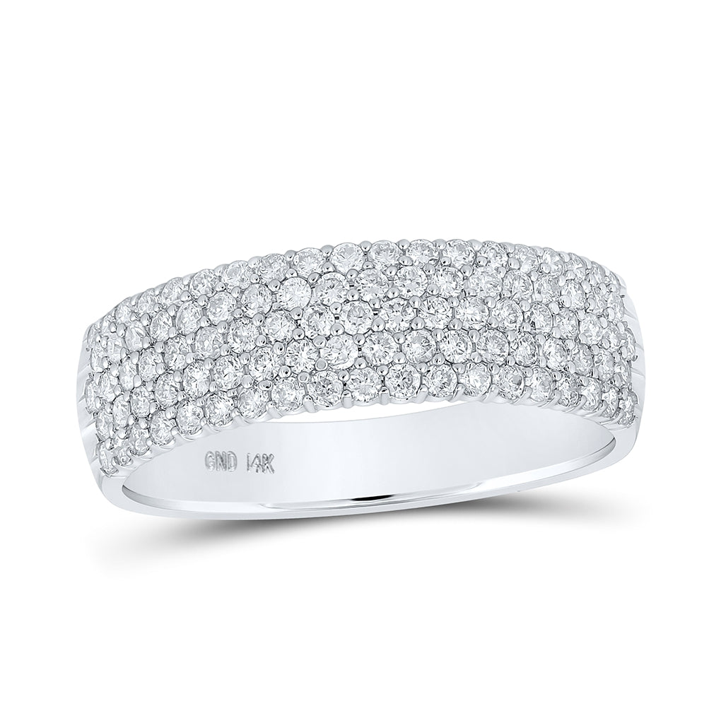 14K White Gold Womens Round Diamond Machine-set Pave Band Ring 3/4 Cttw, Womens Size: 5-10