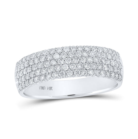 14K White Gold Womens Round Diamond Machine-set Pave Band Ring 3/4 Cttw, Womens Size: 5-10