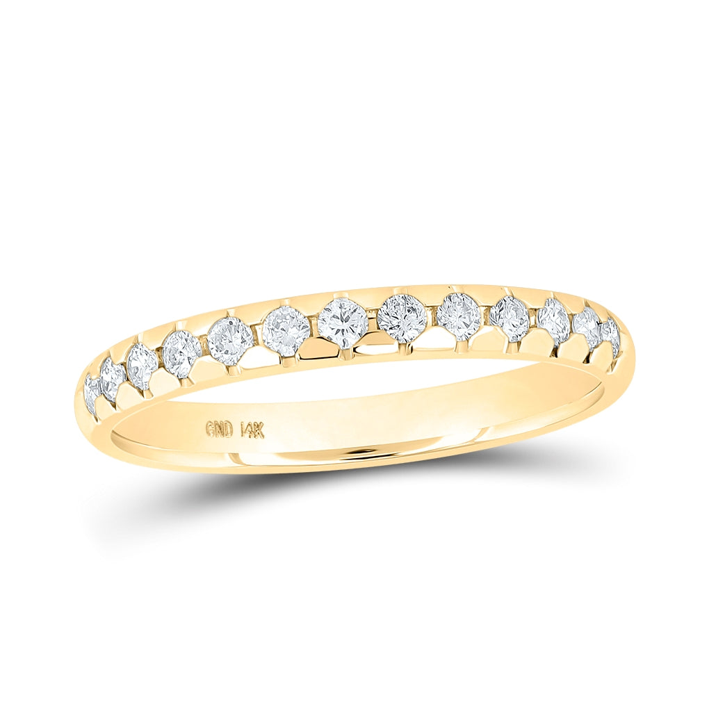 14K White Or Yellow Gold Womens Round Diamond Single Row Band Ring , Womens Size: 5-10
