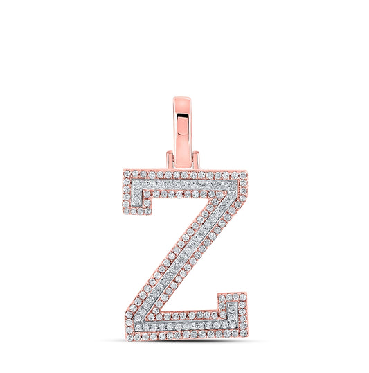 10K Two-tone Gold Womens Round Diamond Z Initial Letter Pendant 3/8 Cttw, Length: 1.13 In, Width: 0.61 In