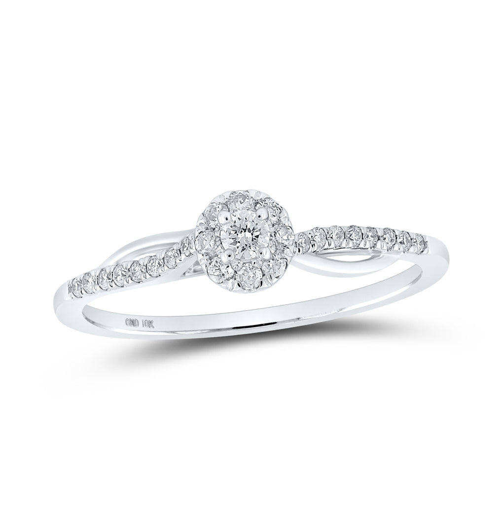10K Yellow Or White Or Rose Gold Womens Round Diamond Halo Promise Ring , Womens Size: 5-10