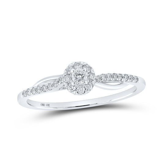 10K Yellow Or White Or Rose Gold Womens Round Diamond Halo Promise Ring , Womens Size: 5-10