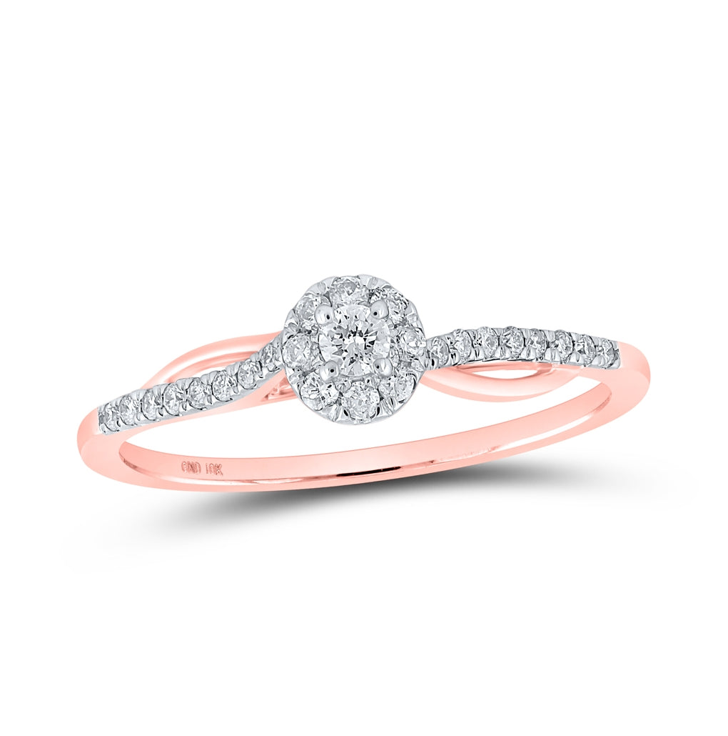 10K Yellow Or White Or Rose Gold Womens Round Diamond Halo Promise Ring , Womens Size: 5-10