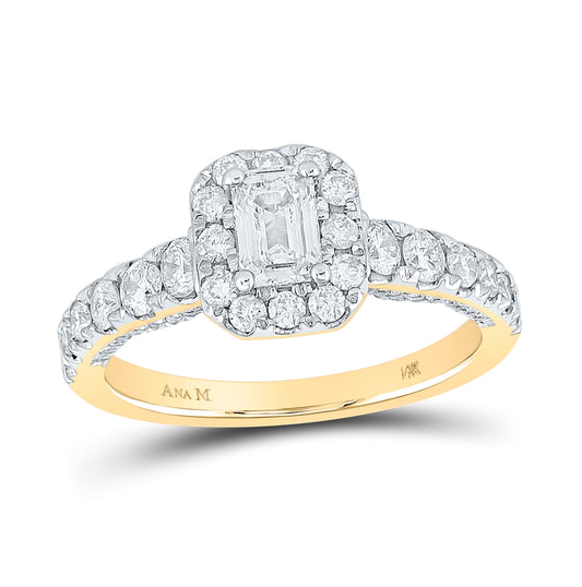 14K Yellow Gold Emerald Diamond Halo Bridal Wedding Engagement Ring 1-1/3 Cttw, Womens Size: 5-10
